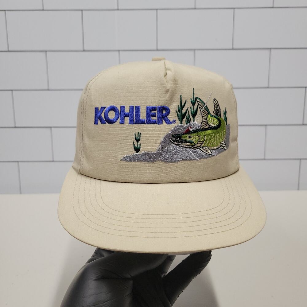 Vintage K Products Kohler Northern Pike Fishing Snapback Hat USA Made Fish Cap